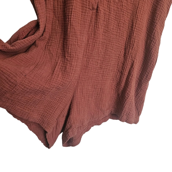 Rhythm. Camille Rust Brown Cotton Romper Size XL - Picture 6 of 10